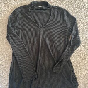 Lush Charcoal V-Neck Ribbed Sweater